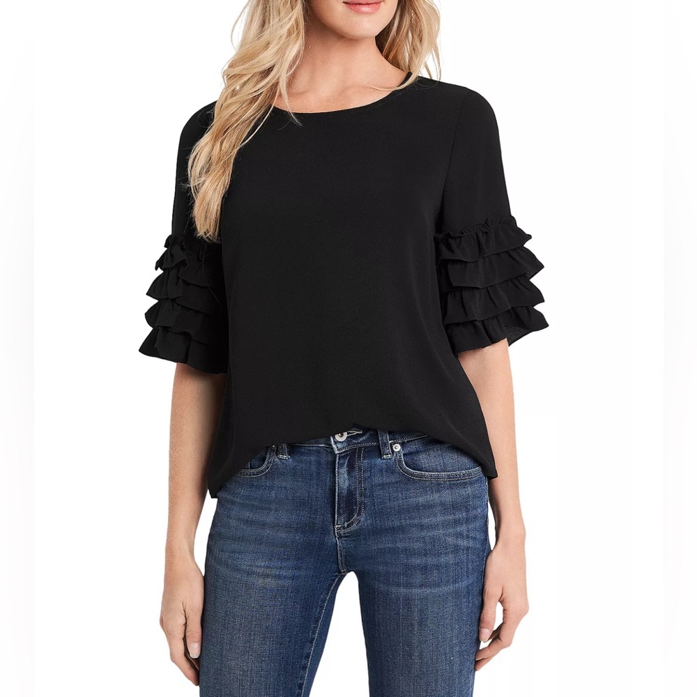 CeCe Tiered Ruffle Sleeve Blouse NWT